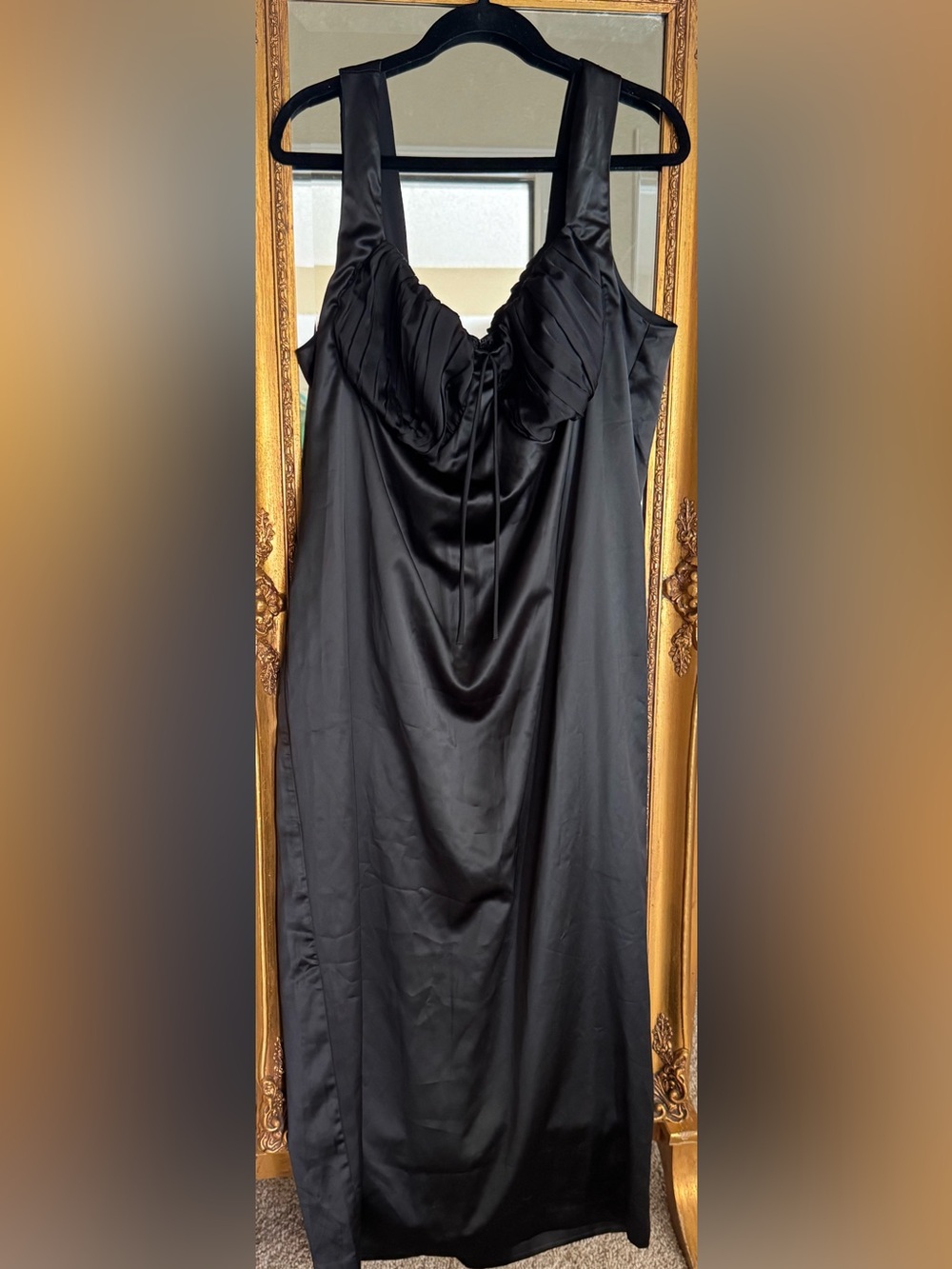Eloquii Black Satin Midi Dress